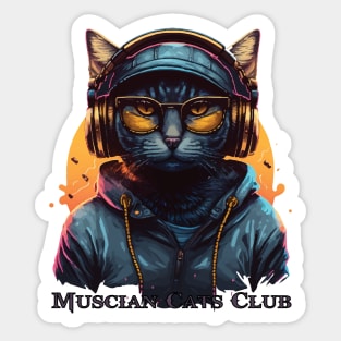 Musician Cats Club Clubber Cat Sticker